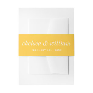True Simplicity 2 Bride Groom Marigold Wedding Invitation Belly Band