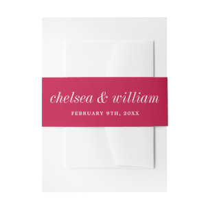 True Simplicity 2 Bride Groom Raspberry Wedding Invitation Belly Band