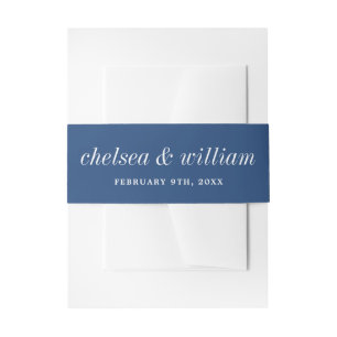 True Simplicity 2 Bride Groom True Blue Wedding Invitation Belly Band