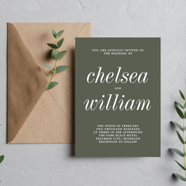 True Simplicity 2 Camo Green Minimalist Wedding Invitation (Creator Uploaded)