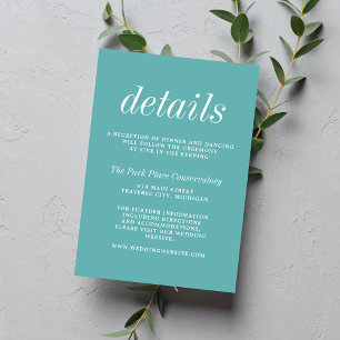 True Simplicity 2 Caribbean Teal Minimal Wedding Enclosure Card