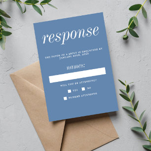 True Simplicity 2 Denim Blue Minimalist Wedding RSVP Card