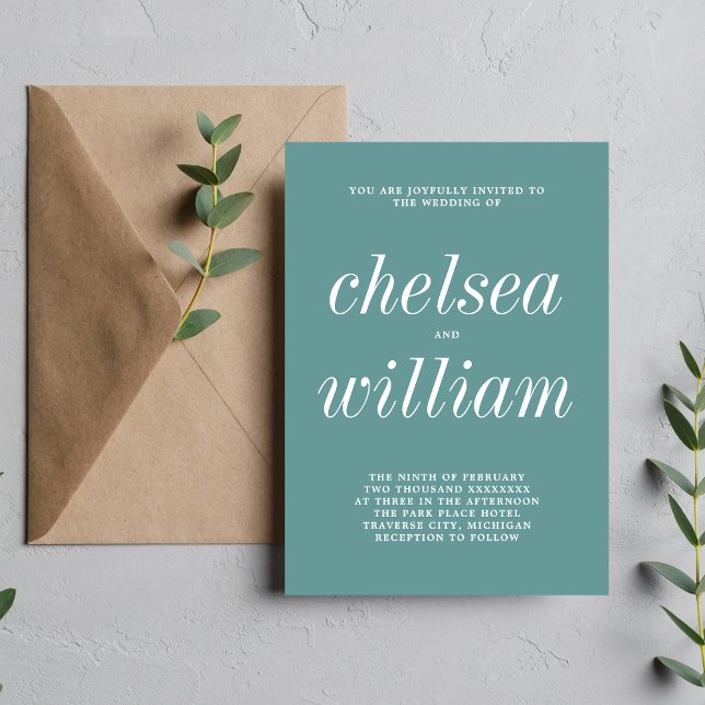 True Simplicity 2 Duck Egg Minimalist Wedding Invitation (Creator Uploaded)