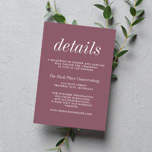 True Simplicity 2 Dusk Mauve Minimalist Wedding Enclosure Card