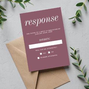 True Simplicity 2 Dusk Mauve Minimalist Wedding RSVP Card