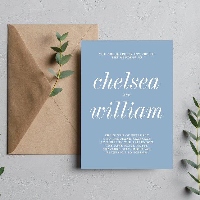 True Simplicity 2 Glacier Blue Minimalist Wedding Invitation (Creator Uploaded)