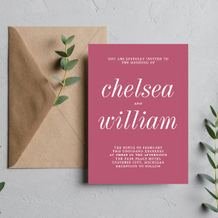 True Simplicity 2 Light Claret Minimalist Wedding Invitation