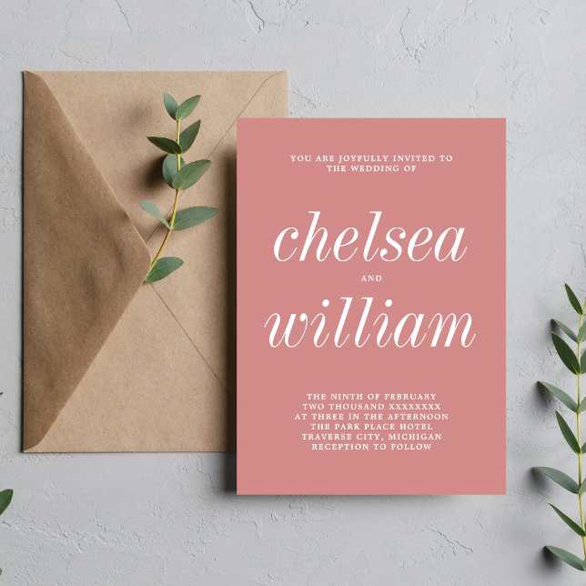 True Simplicity 2 Light Marsala Minimalist Wedding Invitation (Creator Uploaded)