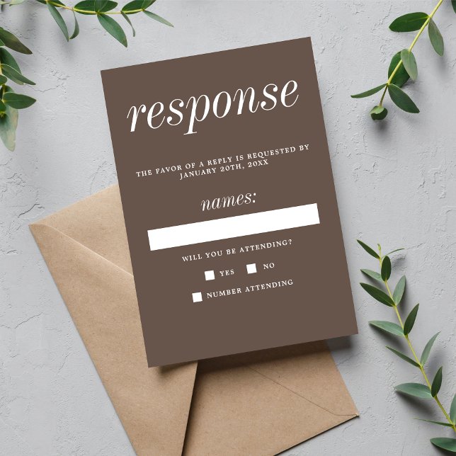 True Simplicity 2 Mushroom Minimalist Wedding RSVP Card (Creator Uploaded)