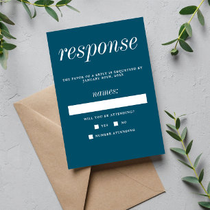 True Simplicity 2 Neptune Blue Minimalist Wedding RSVP Card