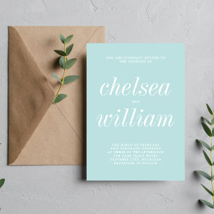 True Simplicity 2 Ocean Mist Minimalist Wedding Invitation