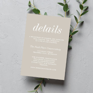 True Simplicity 2 Oyster Taupe Minimalist Wedding Enclosure Card