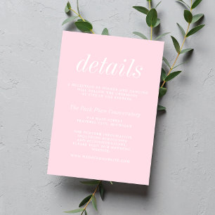 True Simplicity 2 Primrose Pink Minimal Wedding Enclosure Card