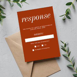 True Simplicity 2 Rust Simple Minimalist Wedding RSVP Card