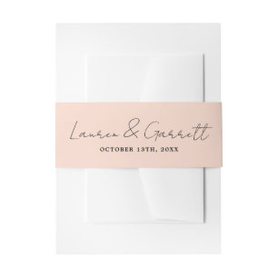 True Simplicity 3 Bride Groom Blush Wedding Invitation Belly Band