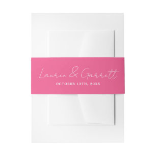 True Simplicity 3 Bride Groom Carnation Wedding Invitation Belly Band