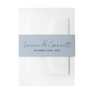 True Simplicity 3 Bride Groom Ice Blue Wedding Invitation Belly Band