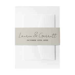 True Simplicity 3 Bride Groom Oyster Wedding Invitation Belly Band
