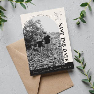 True Simplicity 3 Modern Beige & Black Save The Date
