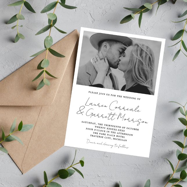 True Simplicity 3 Modern Black & White Wedding Invitation (Creator Uploaded)
