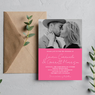 True Simplicity 3 Modern Carnation Photo Wedding Invitation