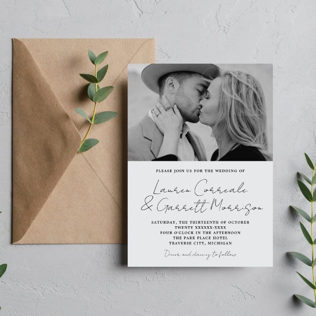 True Simplicity 3 Modern Cool Mist Photo Wedding Invitation (Creator Uploaded)