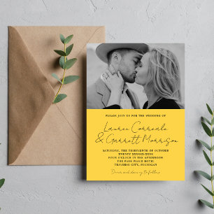 True Simplicity 3 Modern Marigold Photo Wedding Invitation