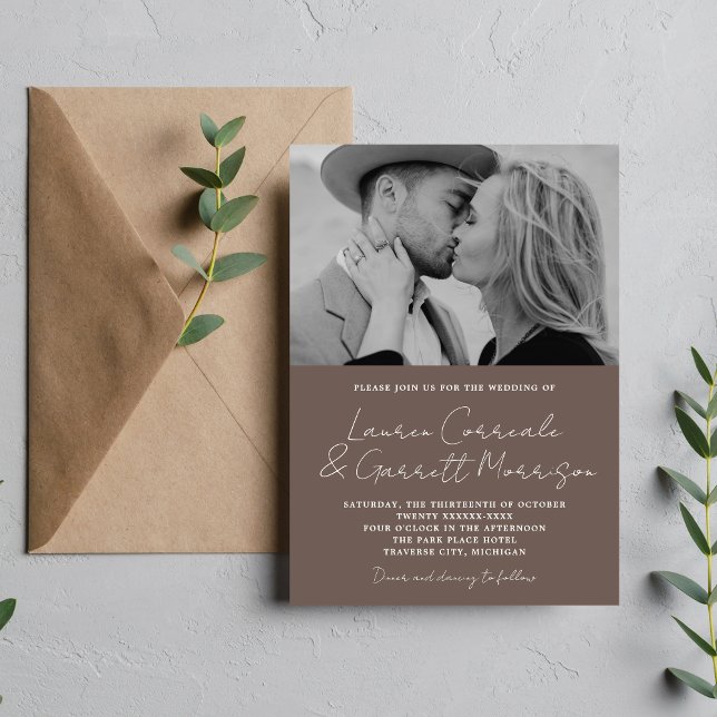 True Simplicity 3 Modern Mushroom Photo Wedding Invitation (Creator Uploaded)