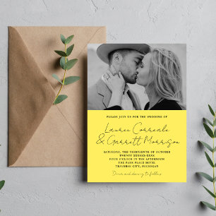 True Simplicity 3 Modern Sunflower Photo Wedding Invitation
