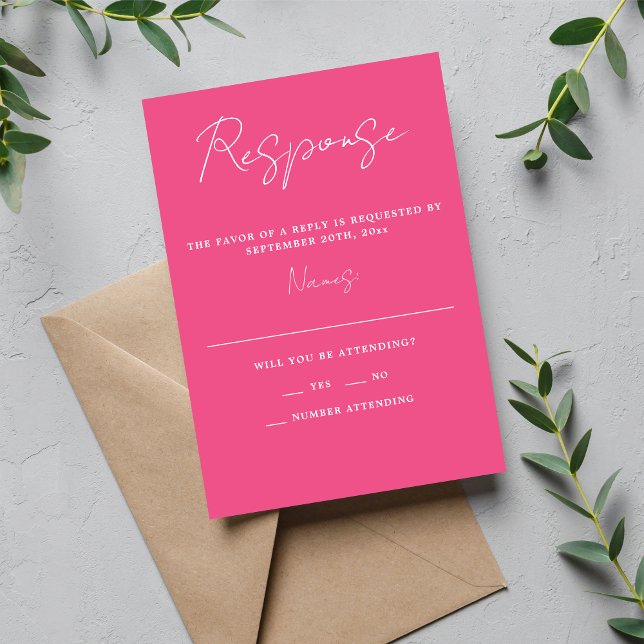 True Simplicity 3 Script Minimal Carnation Wedding RSVP Card (Creator Uploaded)