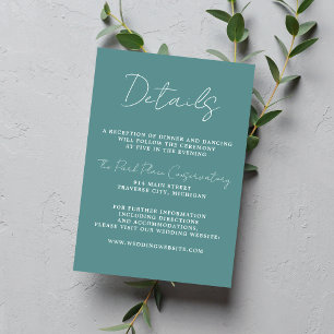 True Simplicity 3 Script Minimal Duck Egg Wedding Enclosure Card