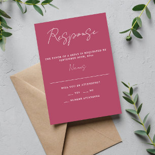 True Simplicity 3 Script Minimal Mulberry Wedding RSVP Card