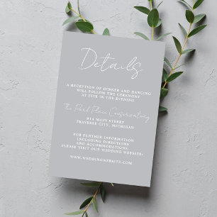 True Simplicity 3 Script Minimal Sterling Wedding Enclosure Card