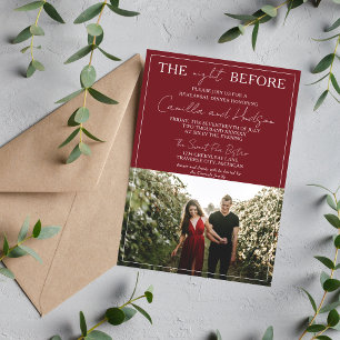 True Simplicity 4   Burgundy   Rehearsal Dinner Invitation