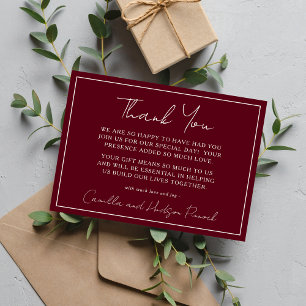 True Simplicity 4 Dark Burgundy Thank You Note Card