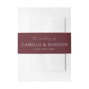 True Simplicity 4   Dark Burgundy   Wedding Invite Invitation Belly Band