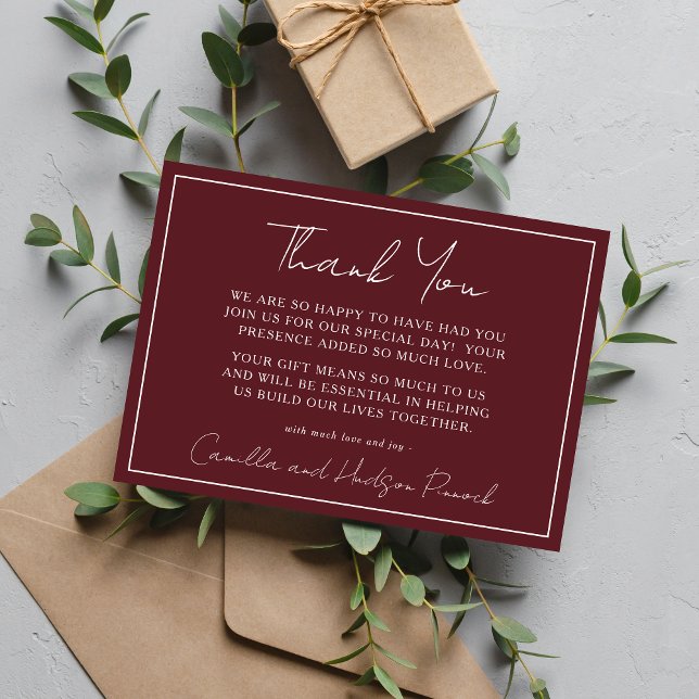 True Simplicity 4 | Deep Burgundy | Thank You Note Card (Creator Uploaded)