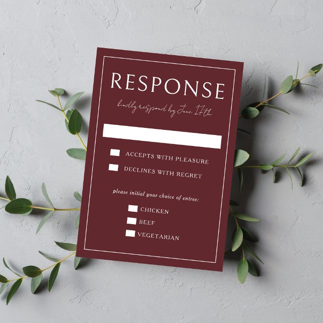 True Simplicity 4 | Deep Burgundy | Wedding RSVP Card (Creator Uploaded)