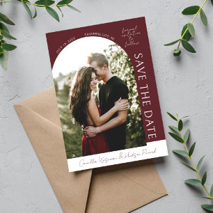 True Simplicity 4 Modern Burgundy Save The Date