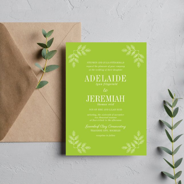 True Simplicity 6 Chartreuse Floral Wedding Invitation (Creator Uploaded)