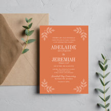 True Simplicity 6 Coral Floral Wedding Invitation