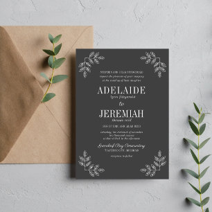 True Simplicity 6 Floral Charcoal Wedding Invitation