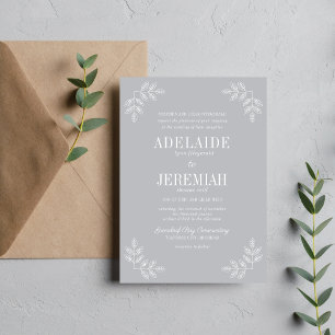 True Simplicity 6 Floral Sterling Wedding Invitation