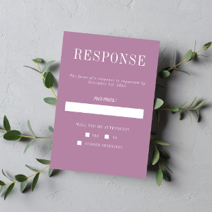 True Simplicity 6 Lavender Minimalist Wedding RSVP Card