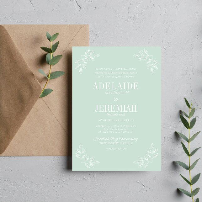 True Simplicity 6 Mint Floral Wedding Invitation (Creator Uploaded)