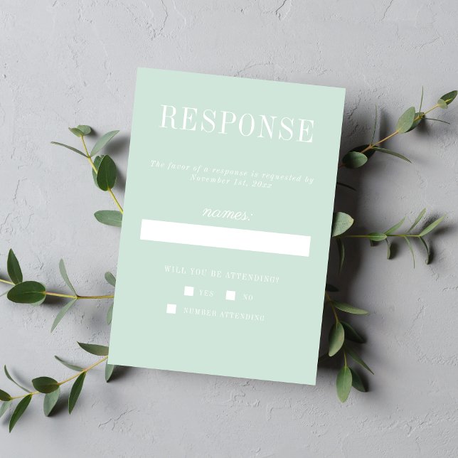 True Simplicity 6 Mint Minimalist Wedding RSVP Card (Creator Uploaded)