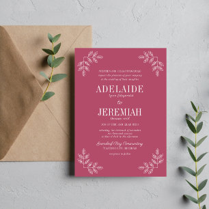 True Simplicity 6 Mulberry Floral Wedding Invitation