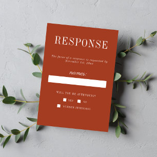 True Simplicity 6 Rust Minimalist Wedding RSVP Card