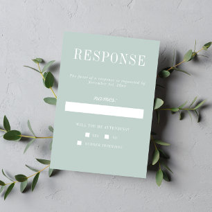 True Simplicity 6 Sea Glass Minimalist Wedding RSVP Card