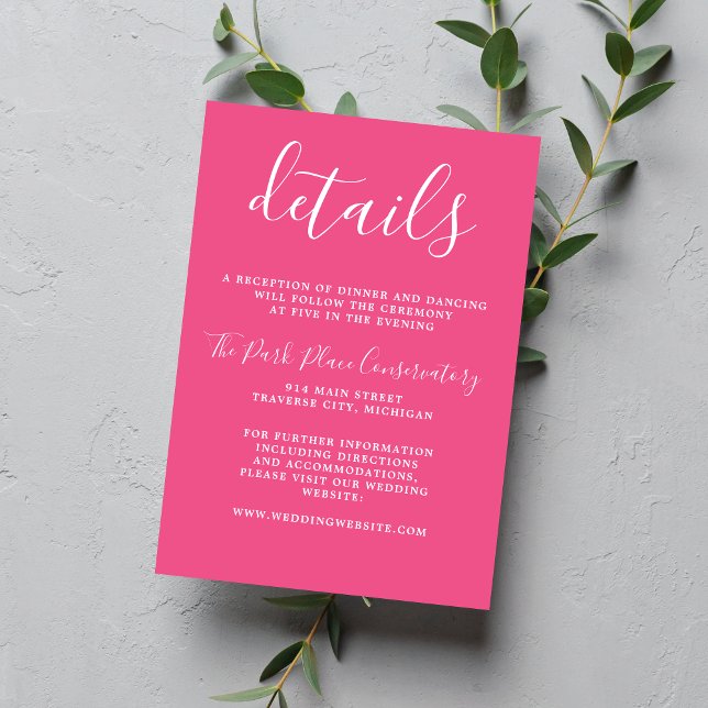 True Simplicity Carnation Pink Minimalist Wedding Enclosure Card (Creator Uploaded)